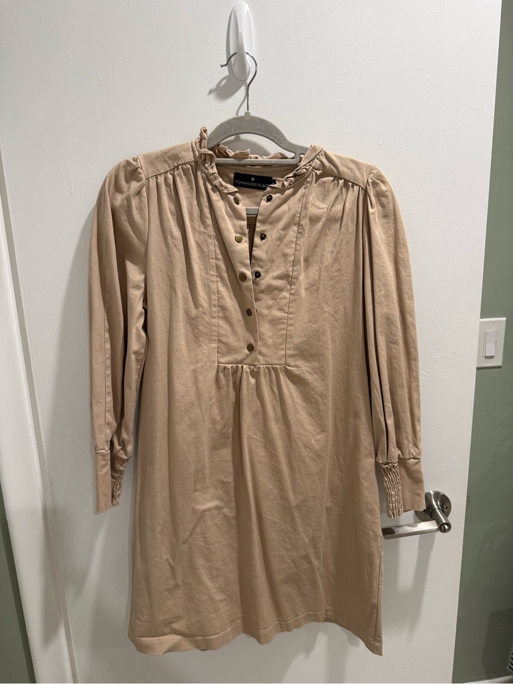 Pomander Place Beige Long Sleeve Tunic Dress
